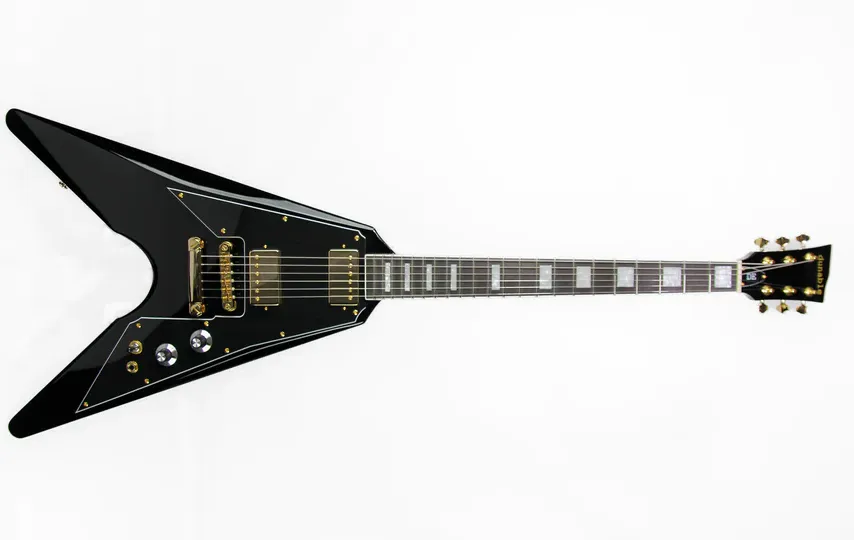 Dunable Guitars Asteroid Gloss Black, Gold H/W, Block Inlay
